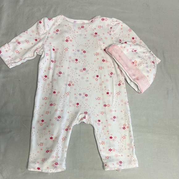 Disney Pink and White Minnie Mouse Jumpsuit with Floral Design and matching hat - Picture 5 of 6